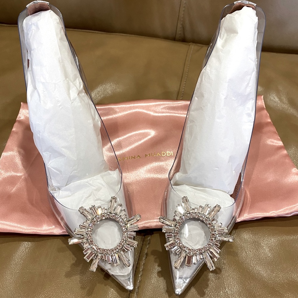 Amina Muaddi Begum crystal-embellished pvc pumps
